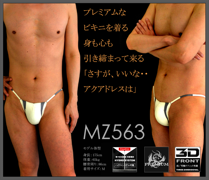 【MZ563】最高品質レザー製スーパーメンズビキニ｜アクアドレス男性 水着